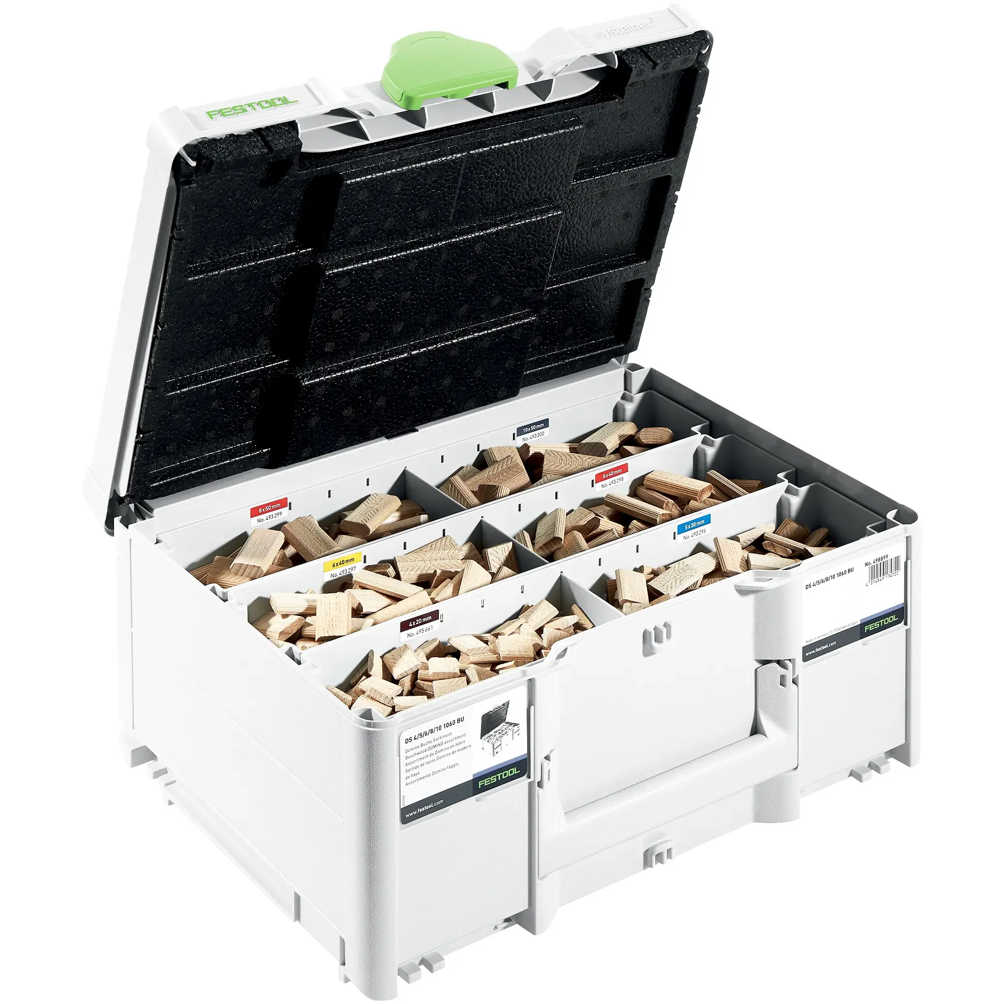 Assortimento tasselli Festool DOMINO Faggio DS 4/5/6/8/10 1060 BU