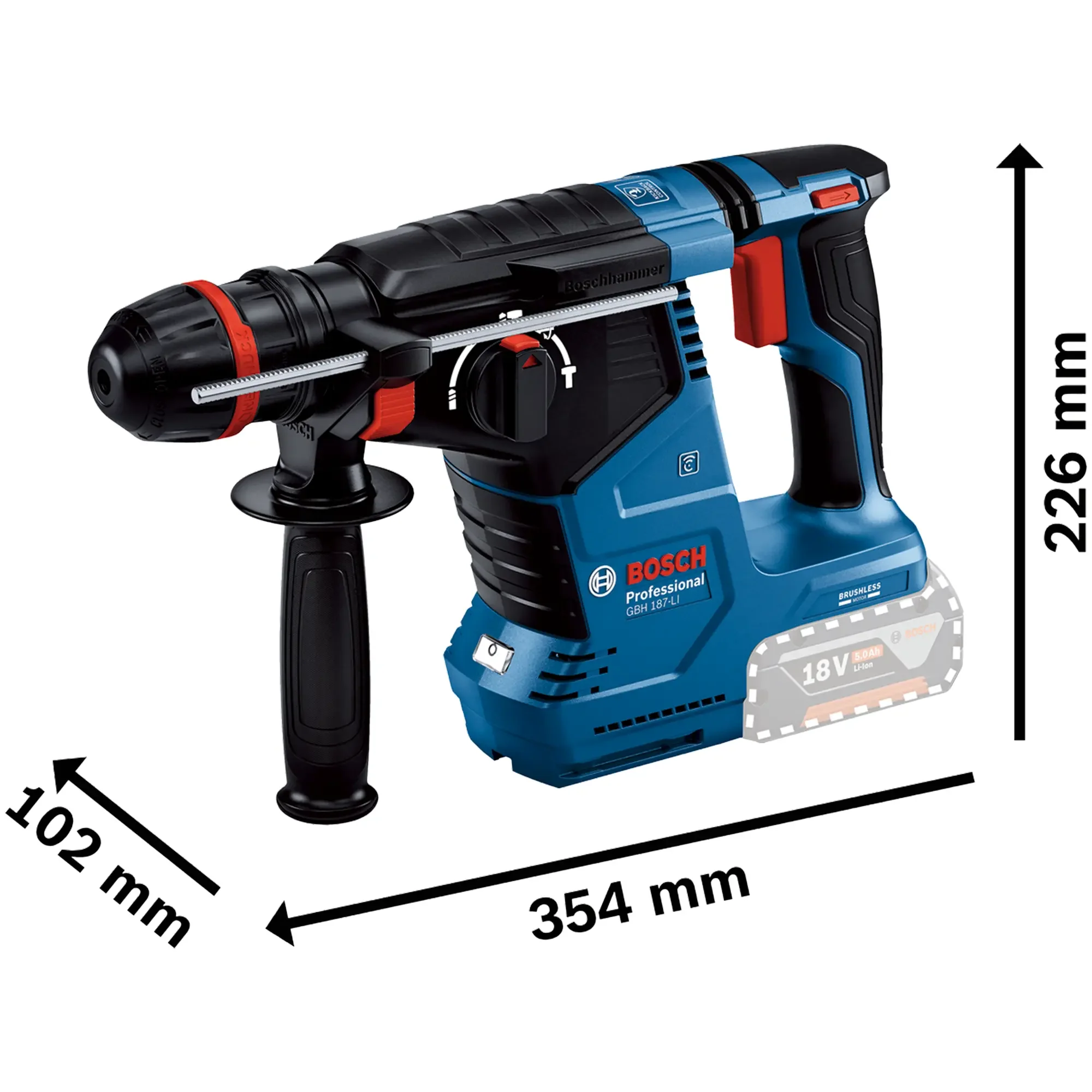 Martello Perforatore Bosch GBH 18V-24 C PRO 18V 5Ah - Image 3