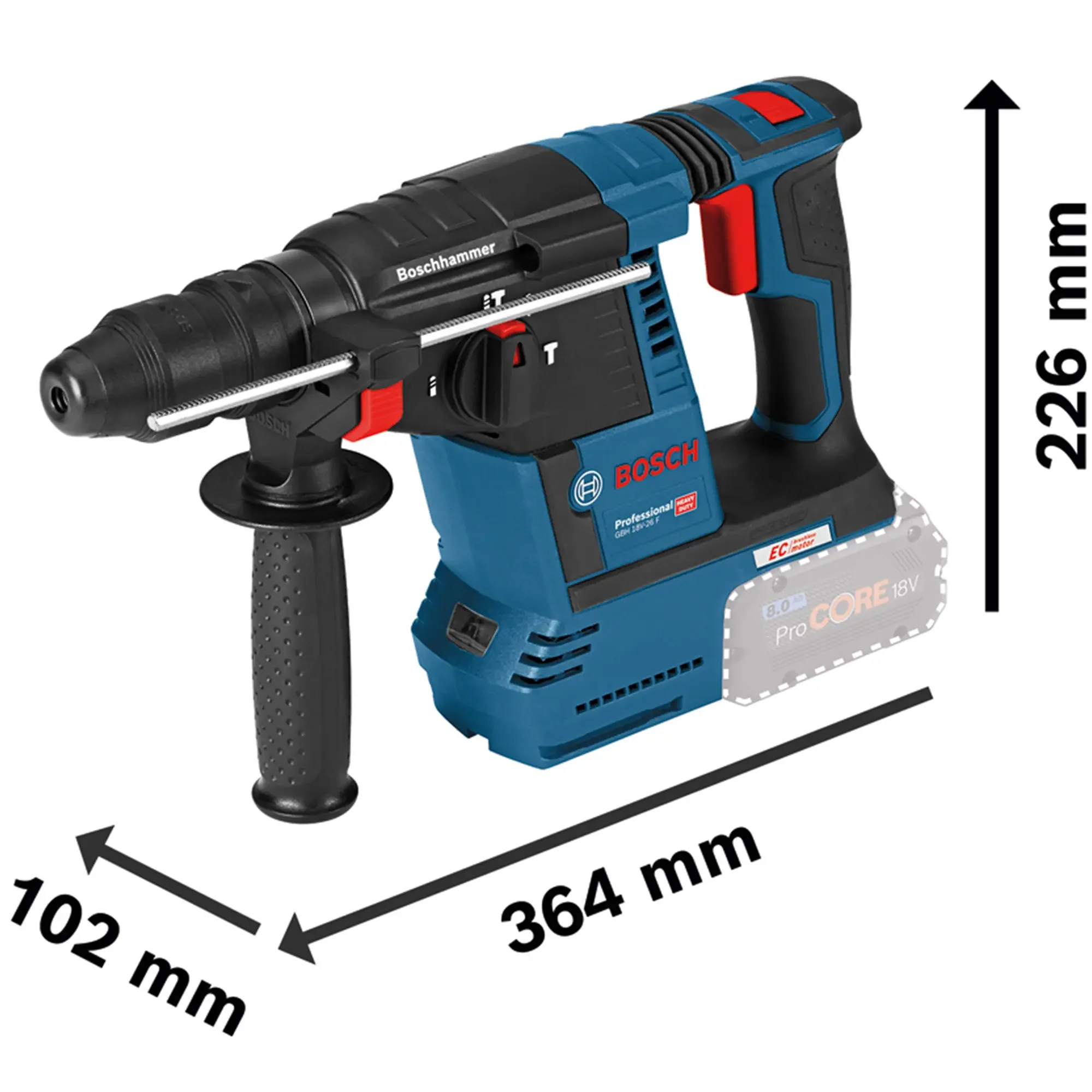 Martello Perforatore Bosch GBH 18V-26F PRO 18V 5.5Ah - Image 3