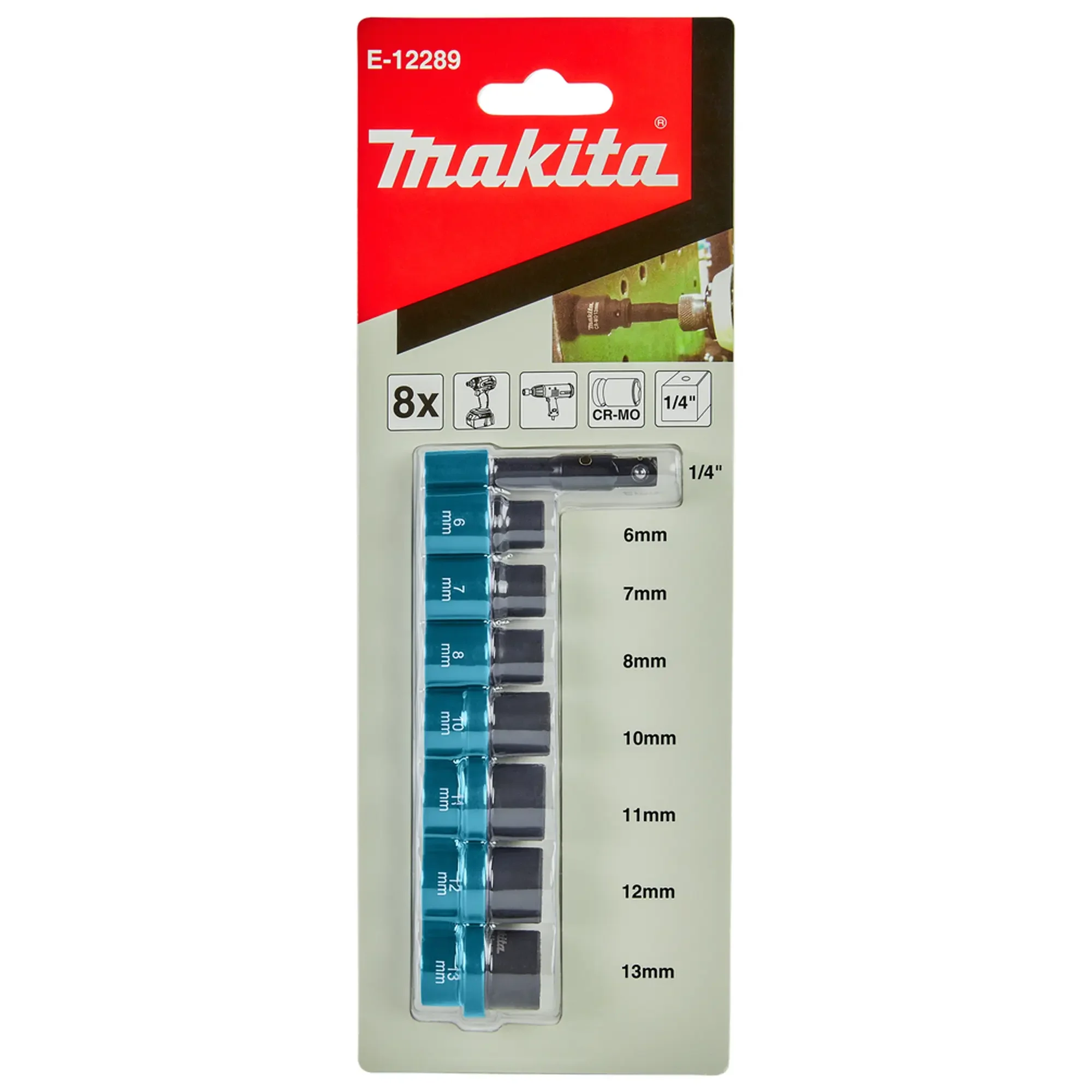 Set Bussole Impact Makita E-12289 1/4" 8 pezzi - Image 2