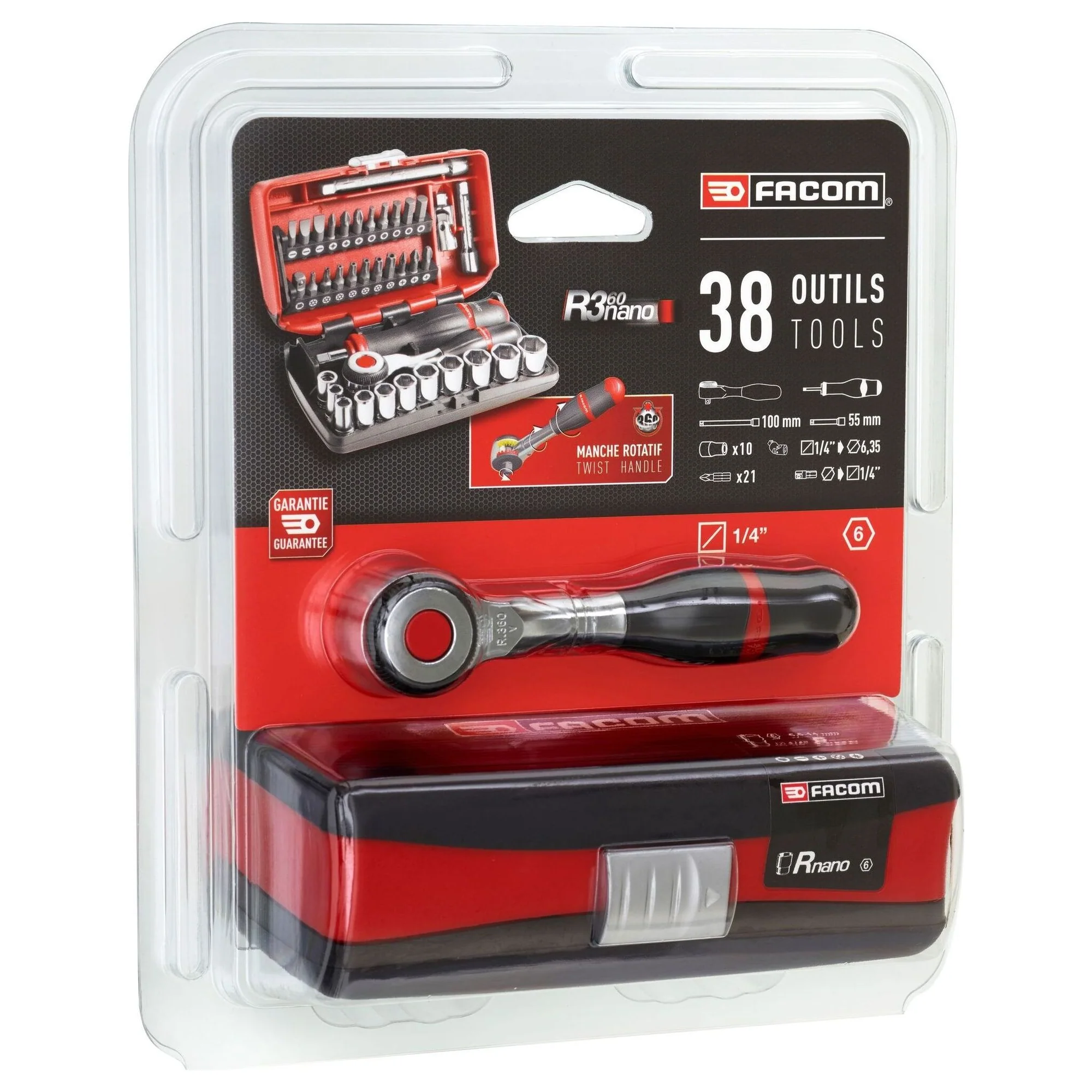 Set Cricchetto e Bussole Facom R.360NANOPB 1/4" 38 pezzi - Image 4