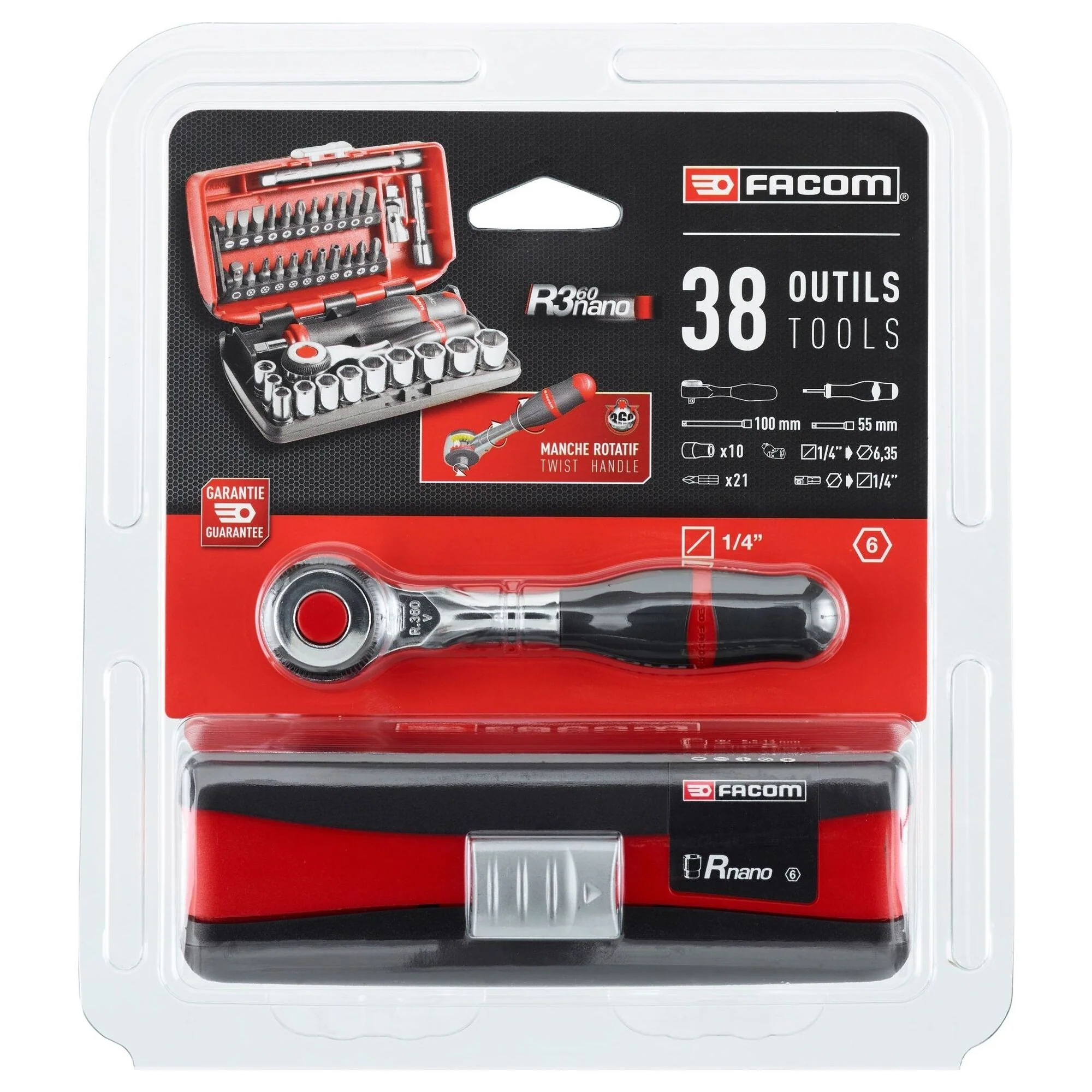 Set Cricchetto e Bussole Facom R.360NANOPB 1/4" 38 pezzi - Image 5