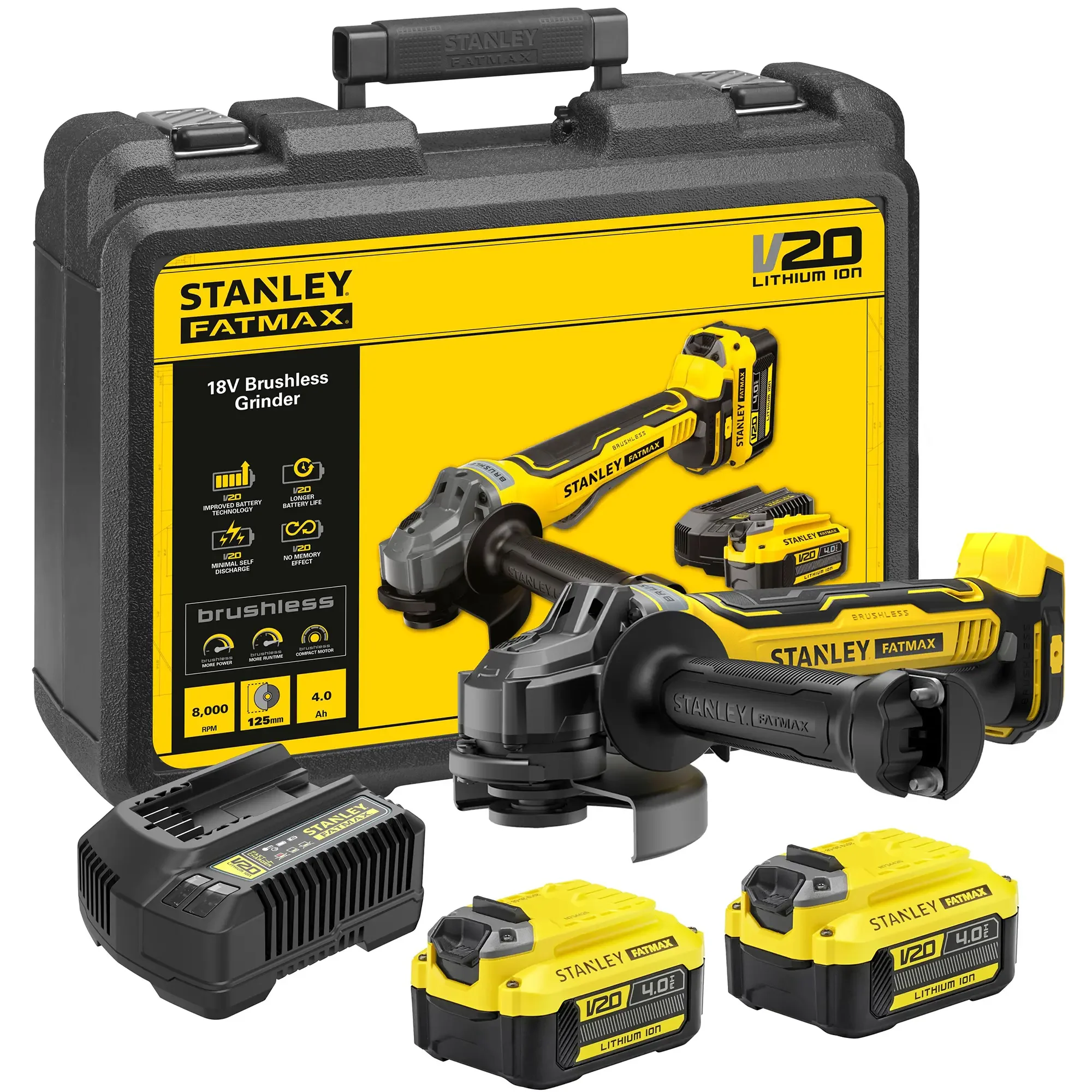 Smerigliatrice Angolare Stanley SFMCG700M2K-QW 18V 4Ah