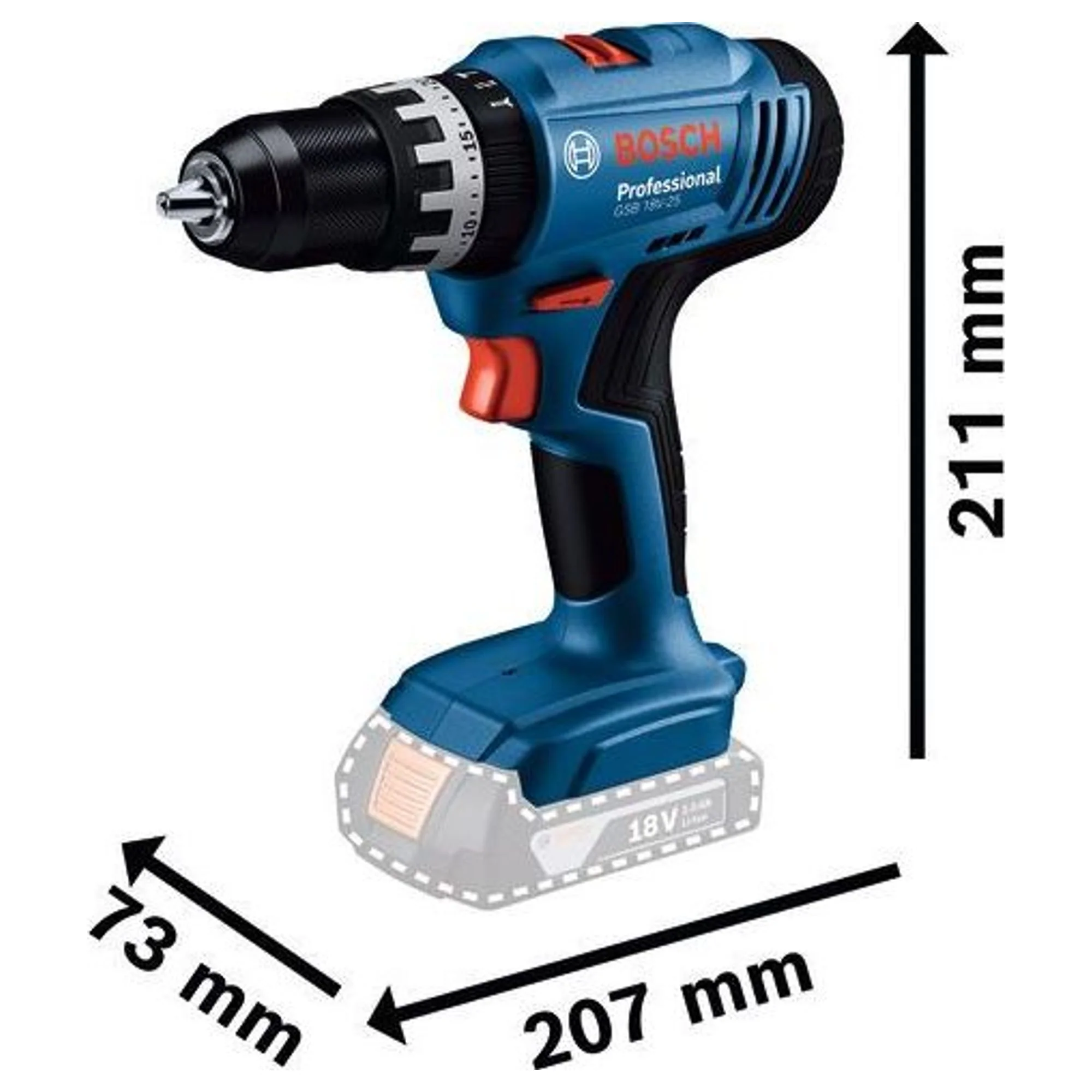Trapano Avvitatore Bosch GSB 18V-25 PRO 18V 2Ah - Image 3